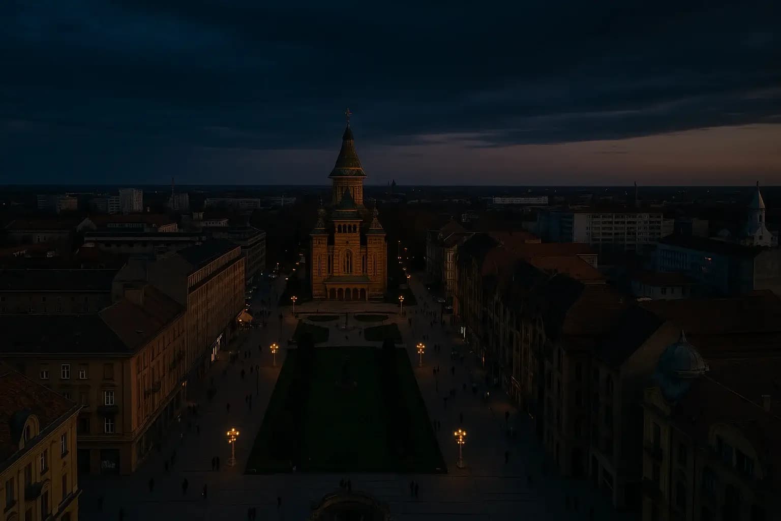 Timișoara Piața Unirii - vedere panoramică